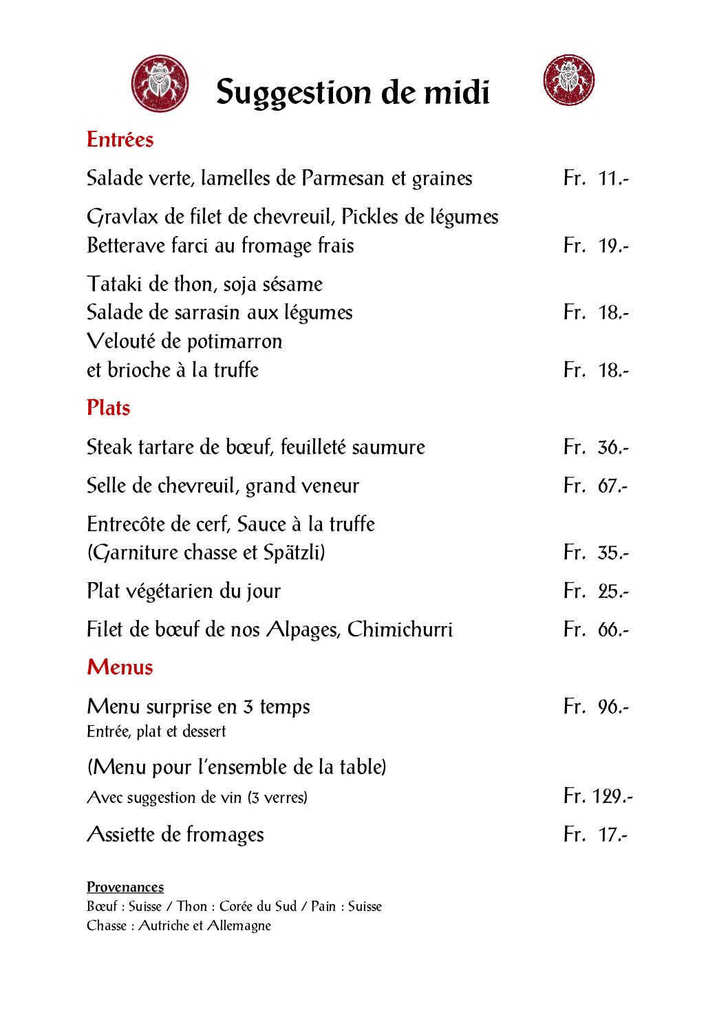 Suggestion dès 16.09.2025